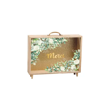 Urne Merci eucalyptus et rose blanche