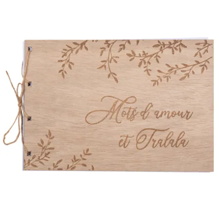 Livre d'or bois Mots d'amour et Tralala