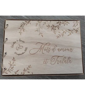 Livre d'or bois Mots d'amour et Tralala