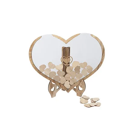 Livre d'or coeur bois + jetons