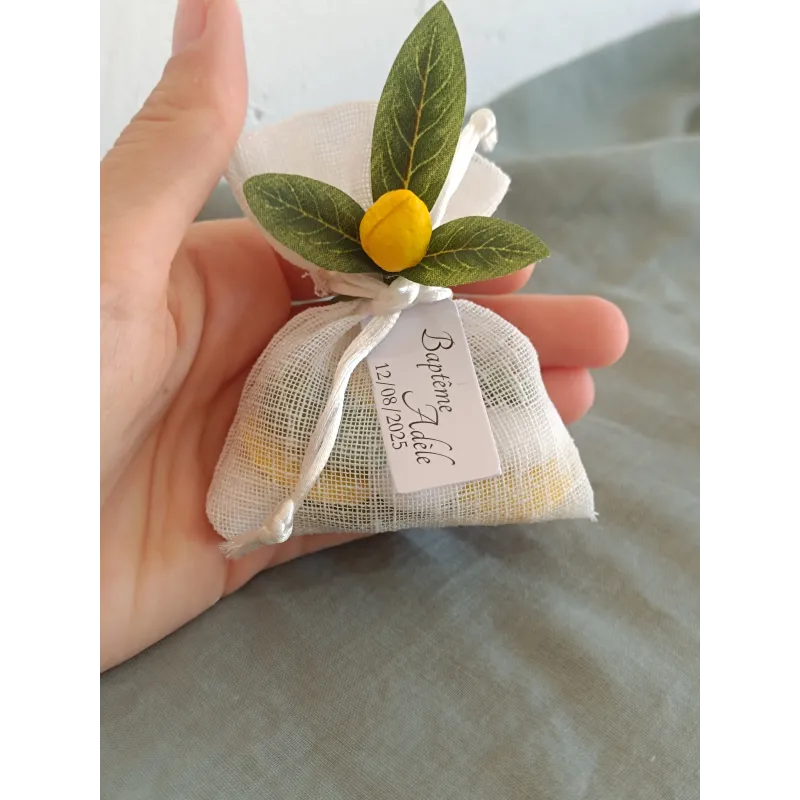 pochon dragees citron dolce vita mariage Italie